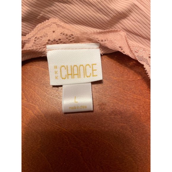 Women's Lace Brim Cropped Tank Top - BKK Chance Dusty Pink Large - Picture 4 of 7